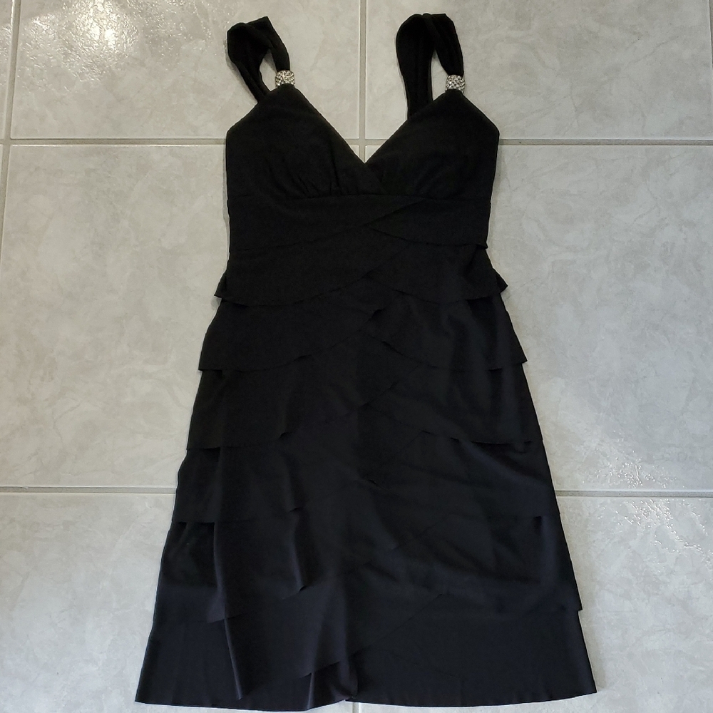 La Belle Black Layered Mini Dress